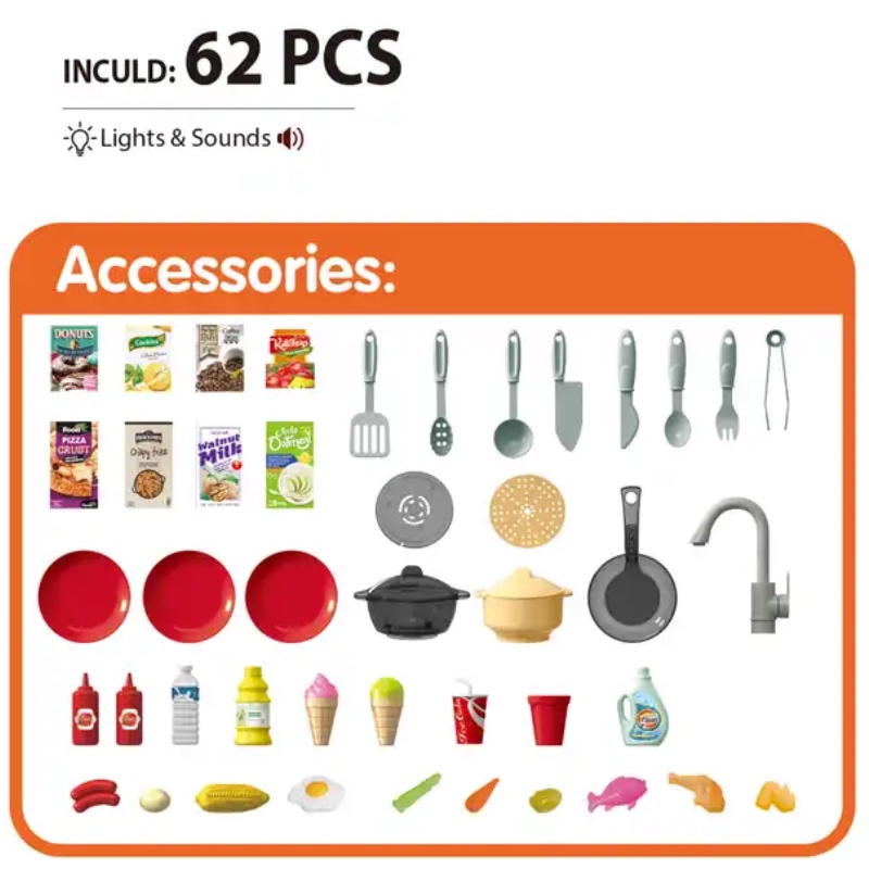 Cocinita Infantil Luz Sonido Agua Vapor Talented Chef 67pz