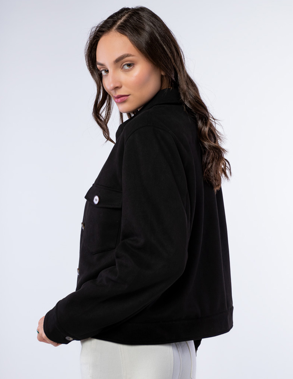 CHAMARRA CAZADORA TIPO GAMUZA PARA MUJER GENERRA