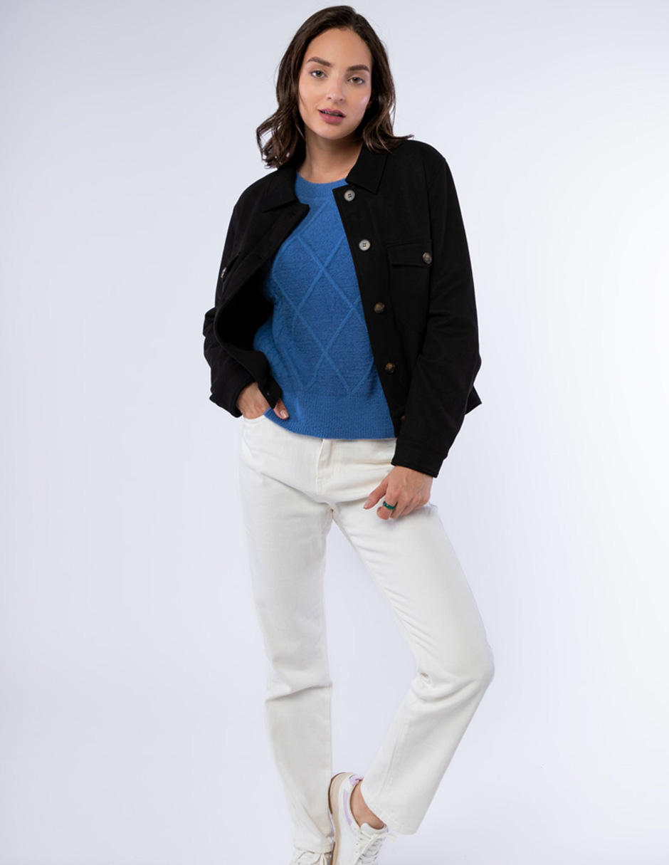 CHAMARRA CAZADORA TIPO GAMUZA PARA MUJER GENERRA