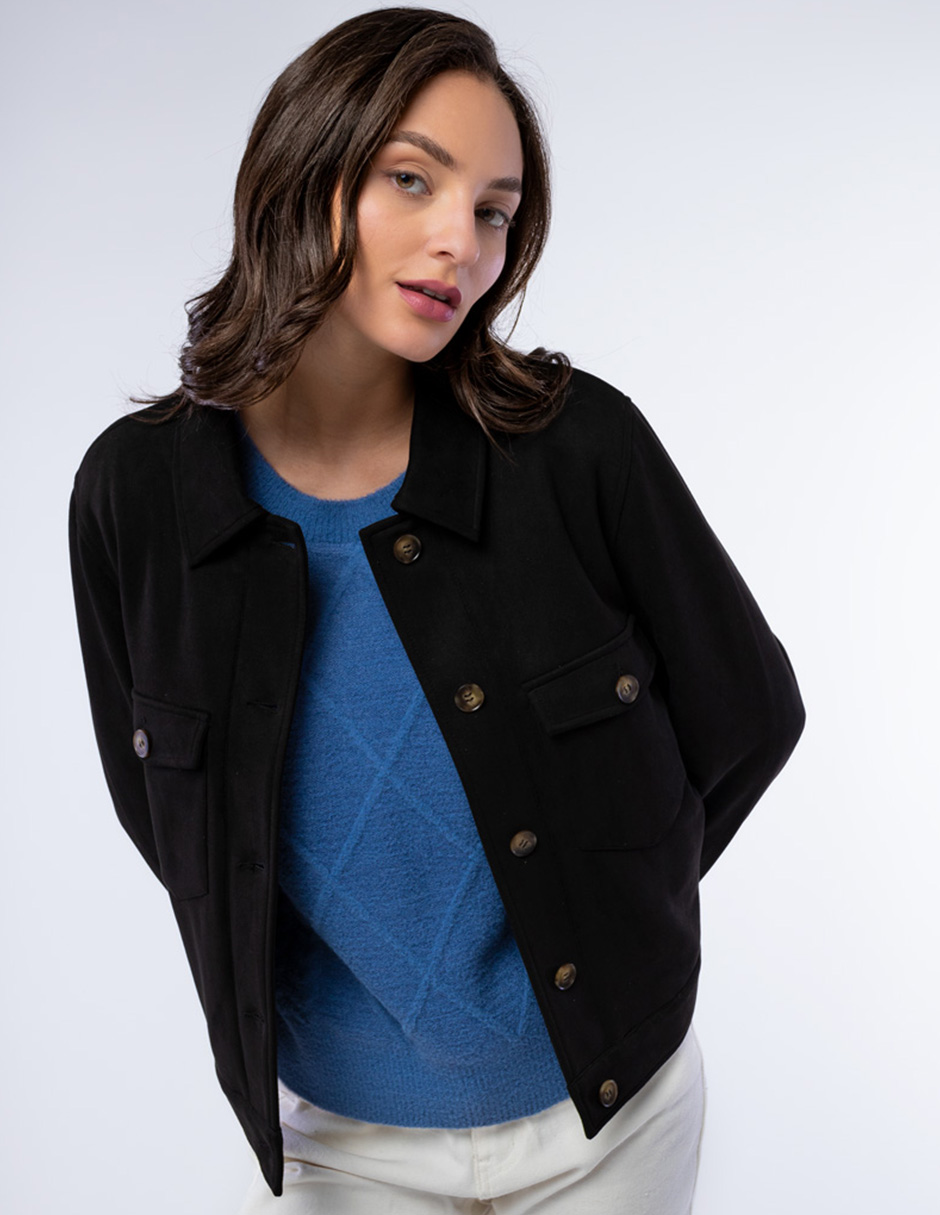 CHAMARRA CAZADORA TIPO GAMUZA PARA MUJER GENERRA