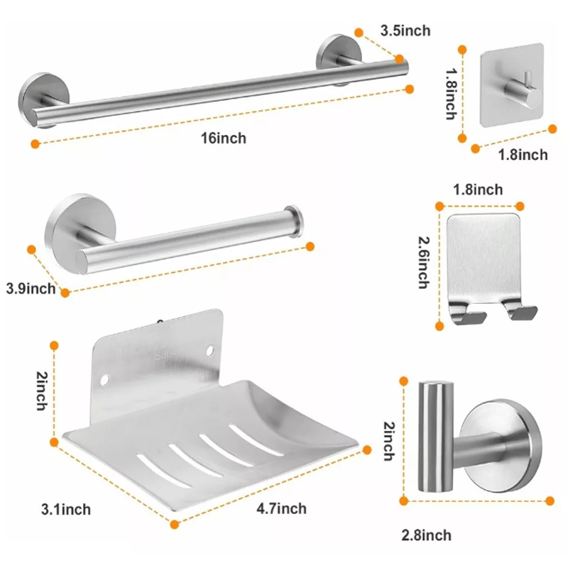 Juego Sets De Accesorios Para Baño Acero Inoxidable 7 Piezas