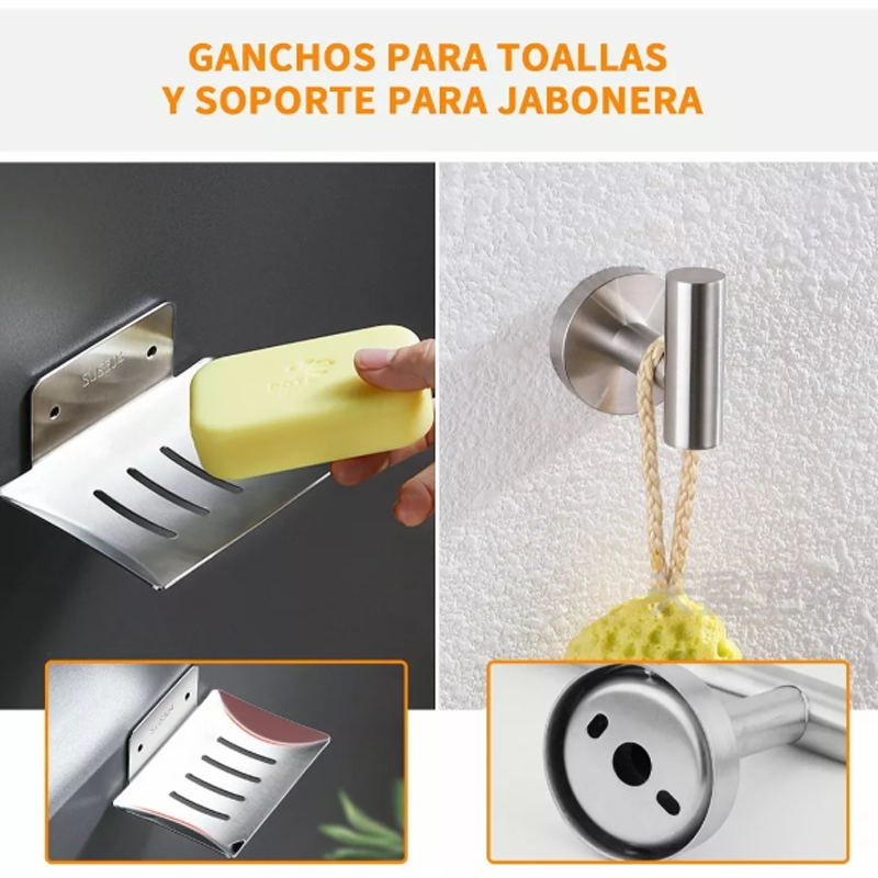 Juego Sets De Accesorios Para Baño Acero Inoxidable 7 Piezas