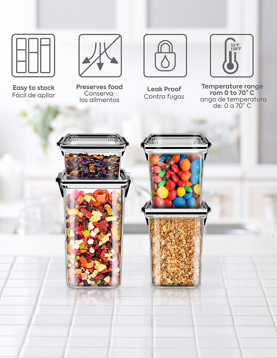 Set De Contenedores Herméticos Ag Box Set De 4 Pz.