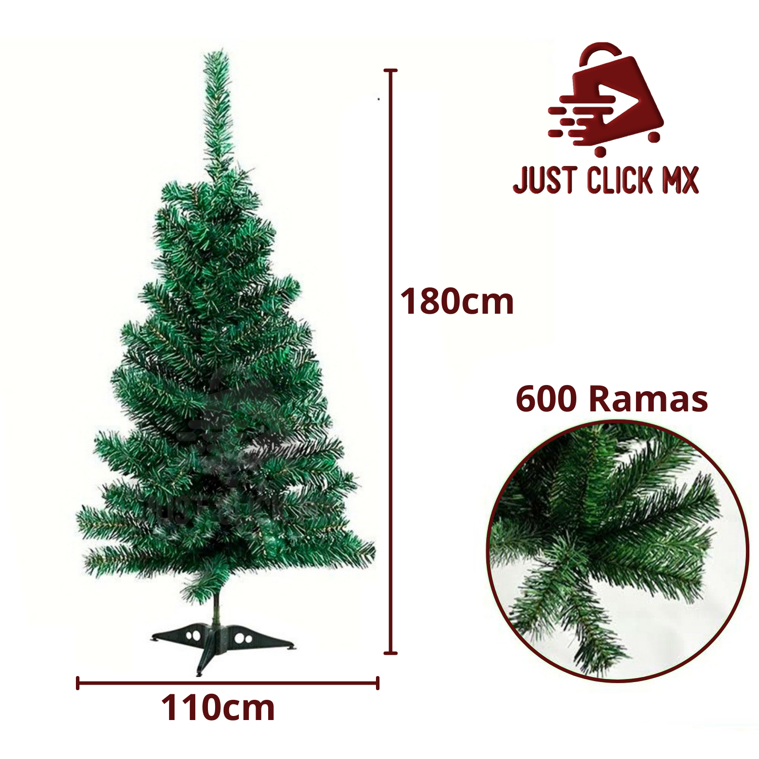 Árbol De Navidad 180cm Frondoso 600 ramas