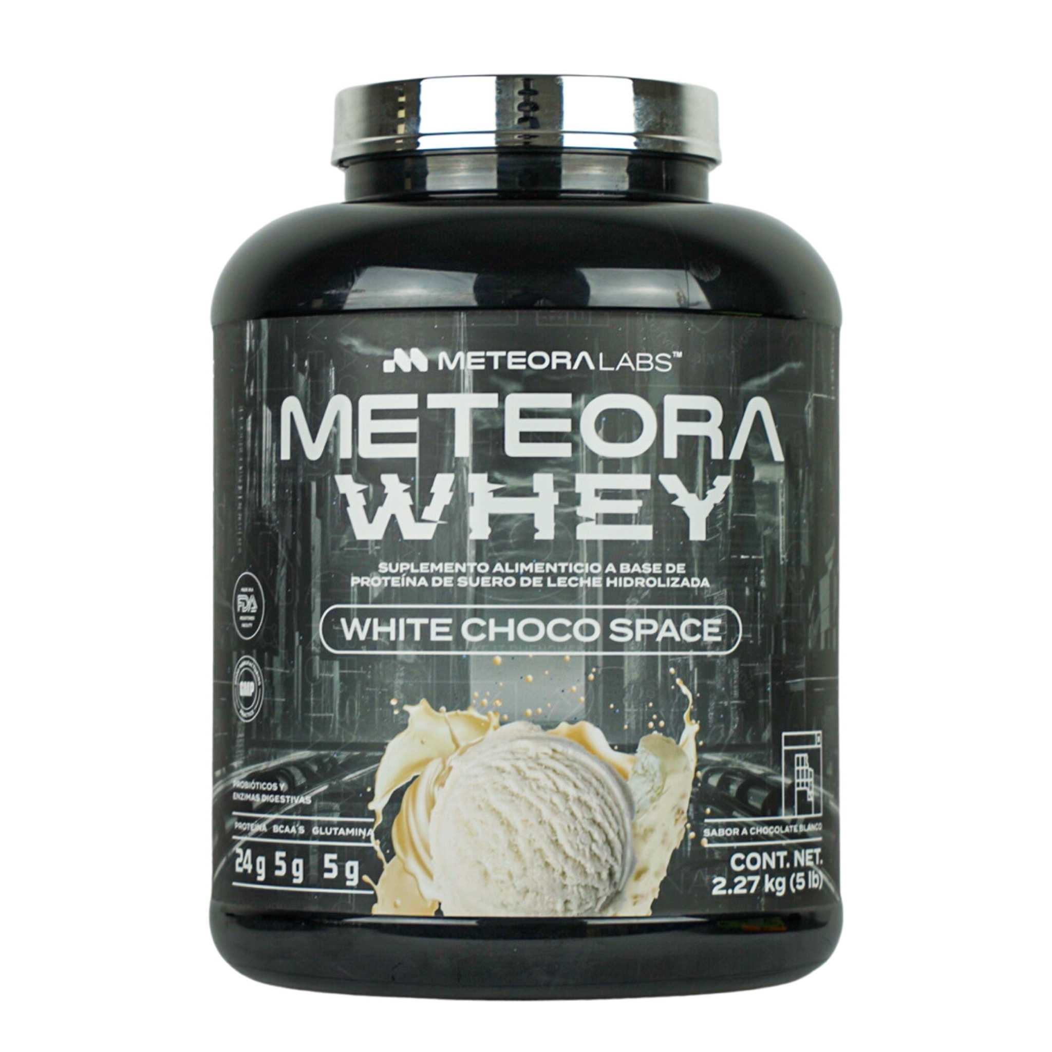 Meteora Whey, Proteína hidrolizada de suero de leche con 24 gr, Chocolate Blanco, Meteora Labs