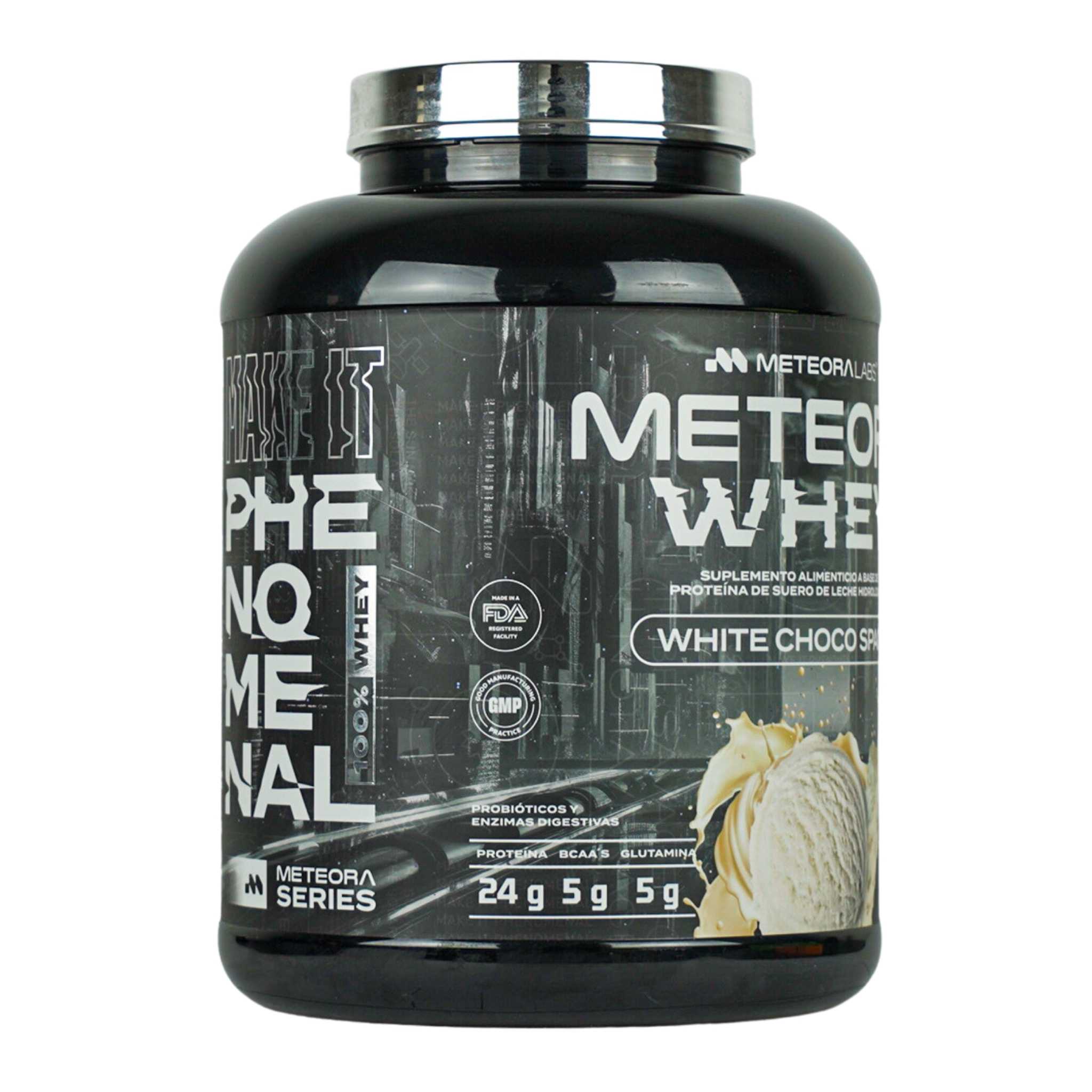 Meteora Whey, Proteína hidrolizada de suero de leche con 24 gr, Chocolate Blanco, Meteora Labs