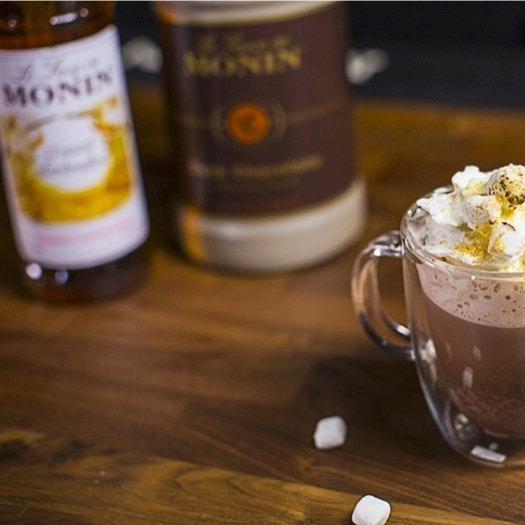 Monin Jarabe de Malvavisco Tostado - Toasted Marshmallow en botella de Vidrio de 750 ml.