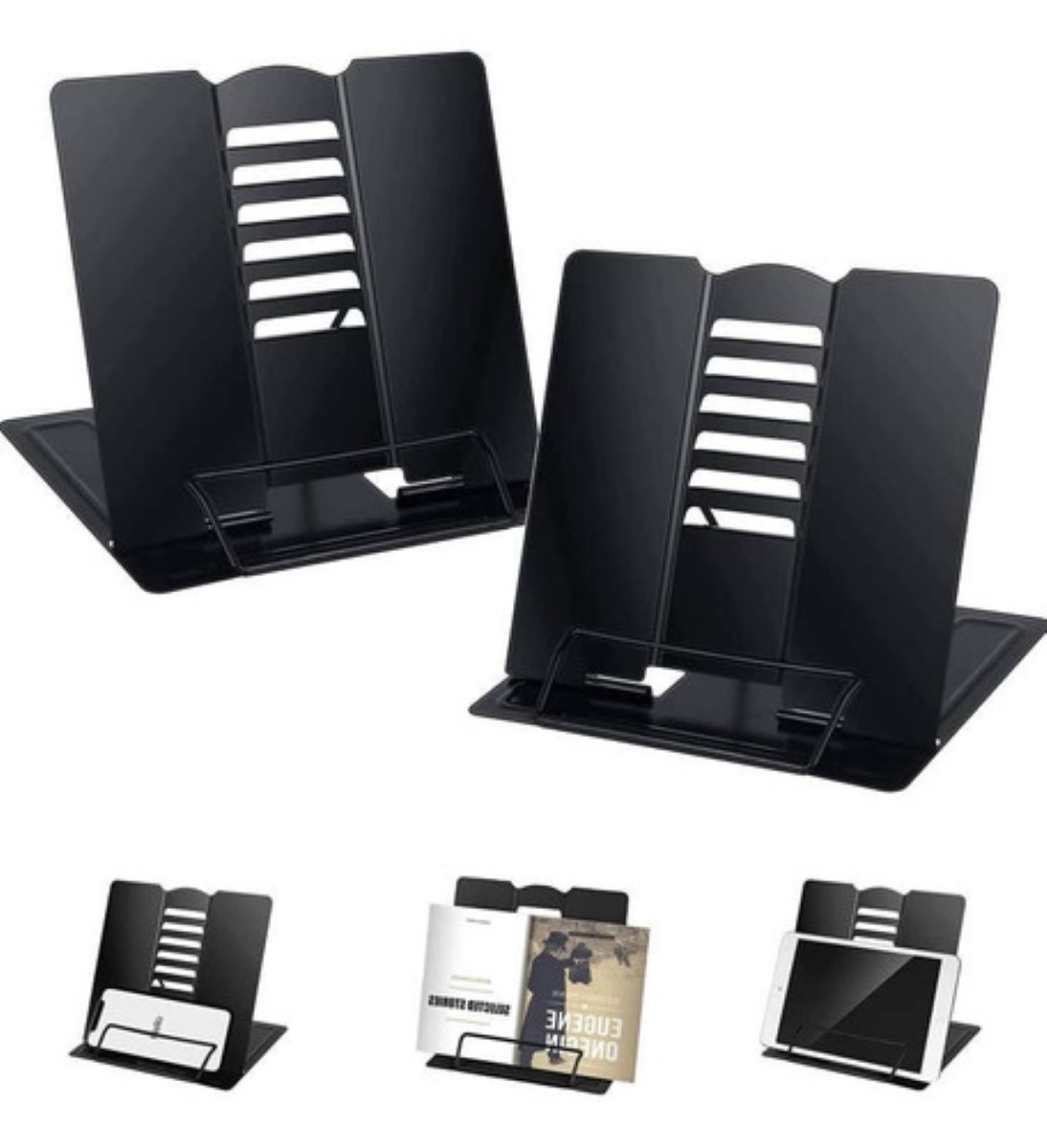 2pcs Soporte De Libro Artesanal Biblia Recetario Negro