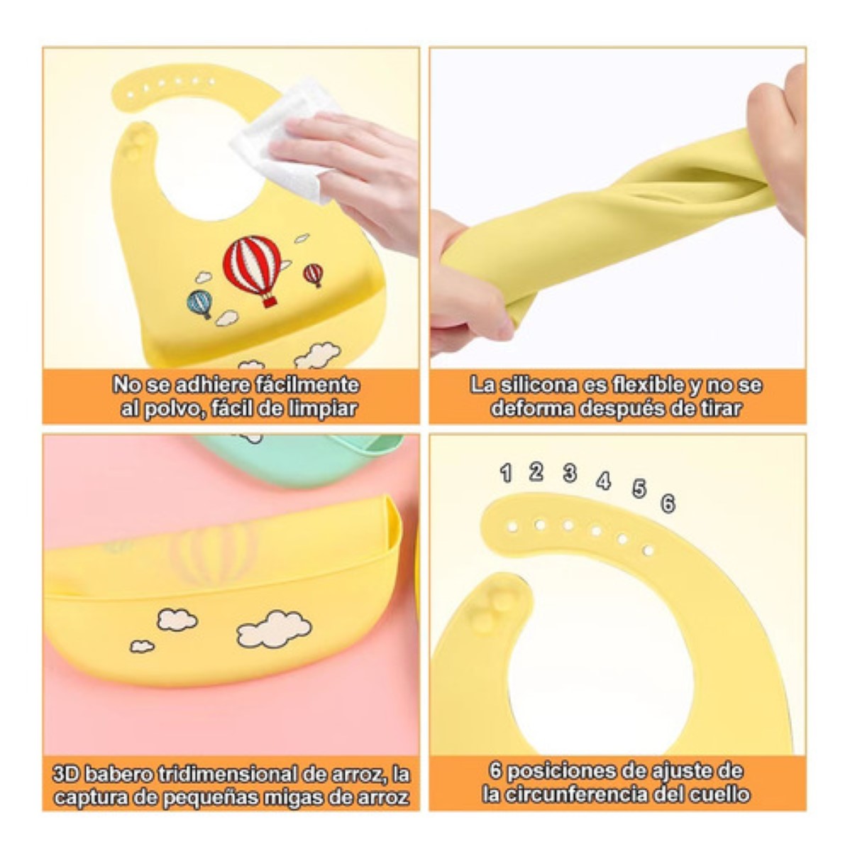 Baberos De Bebe Silicona Impermeable Recién Nacida 3 Piezas