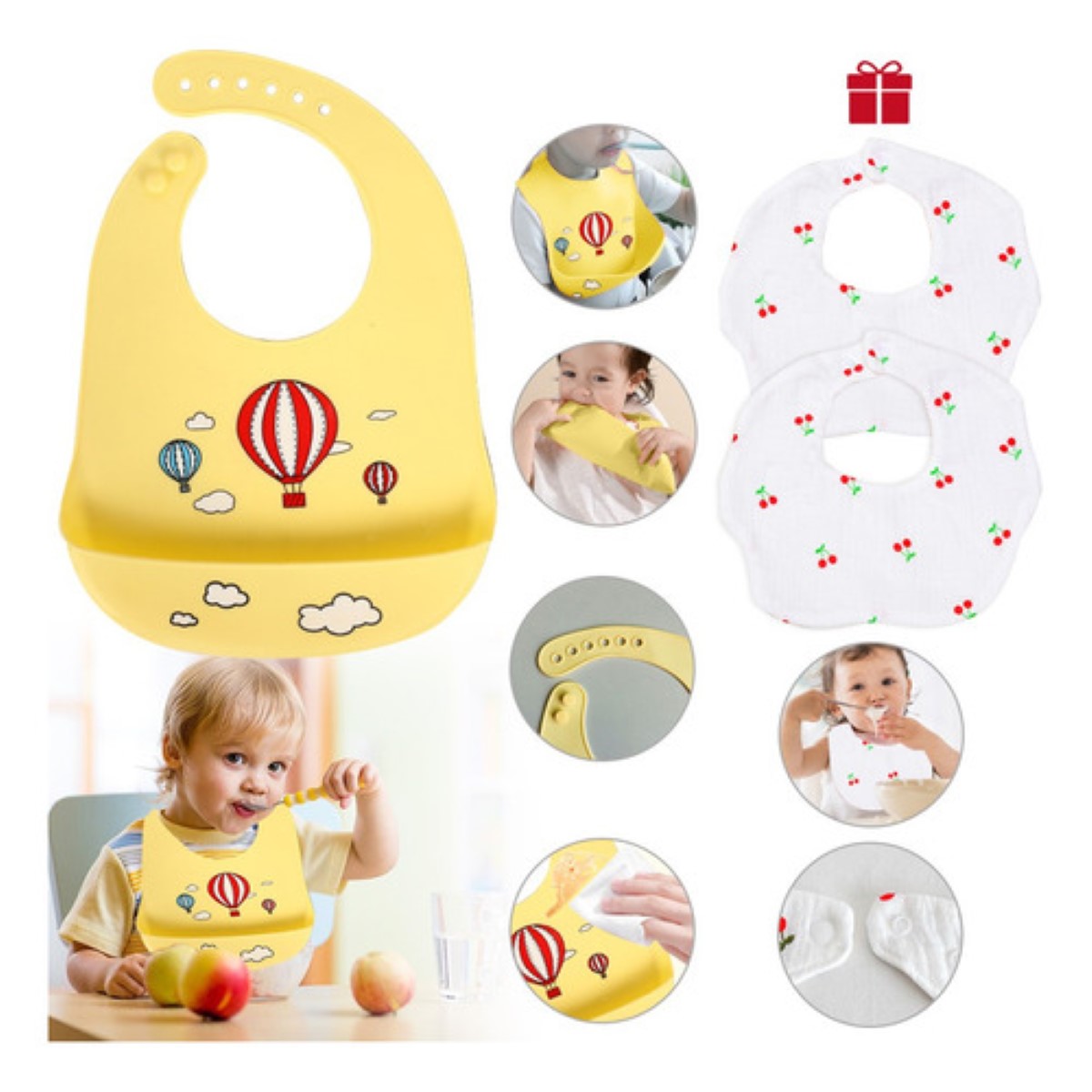 Baberos De Bebe Silicona Impermeable Recién Nacida 3 Piezas