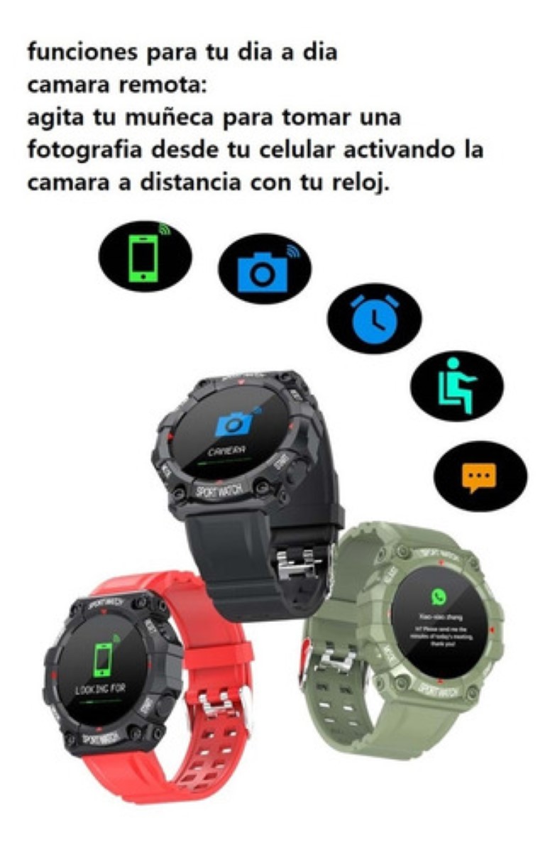 Reloj Inteligente Fd68 Smartwatch Diseño Tipo Uso Rudo Rojo