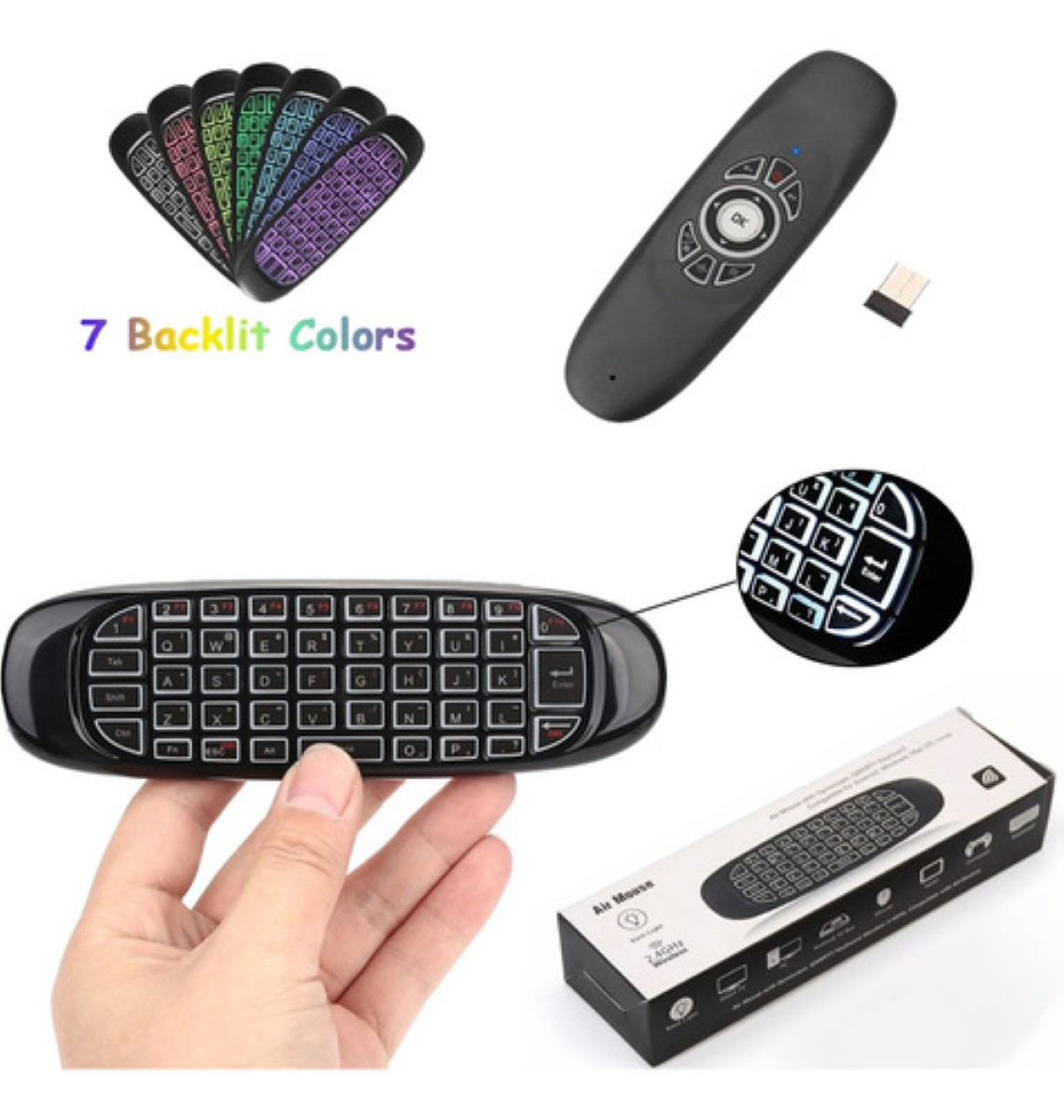 Control Remoto Teclado Inalámbrico Air Mouse Smart Tv NEGRO