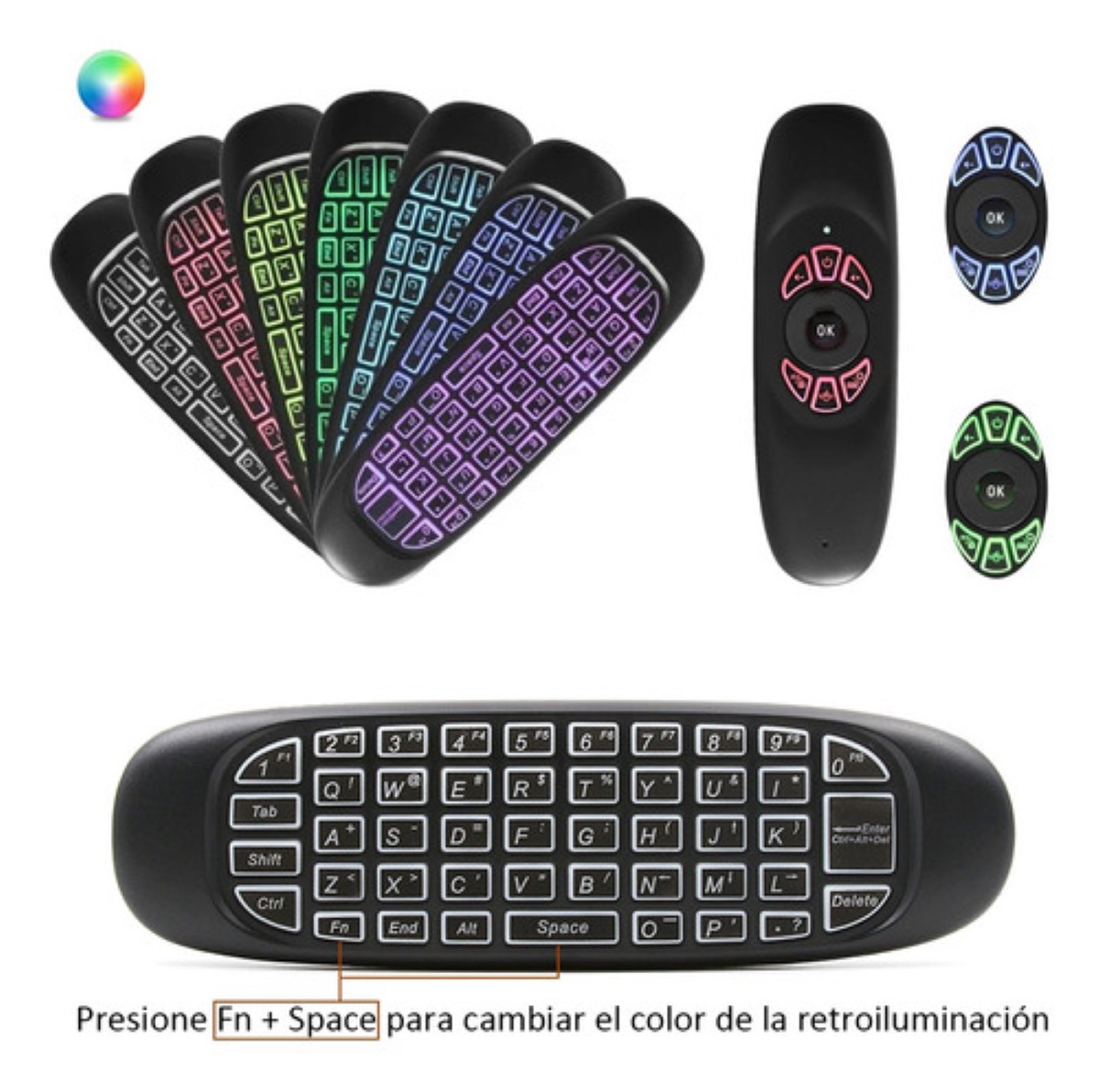 Control Remoto Teclado Inalámbrico Air Mouse Smart Tv NEGRO