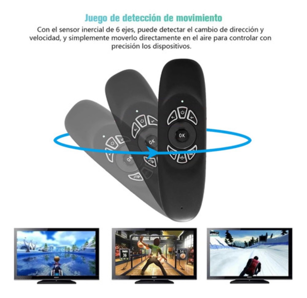 Control Remoto Teclado Inalámbrico Air Mouse Smart Tv NEGRO