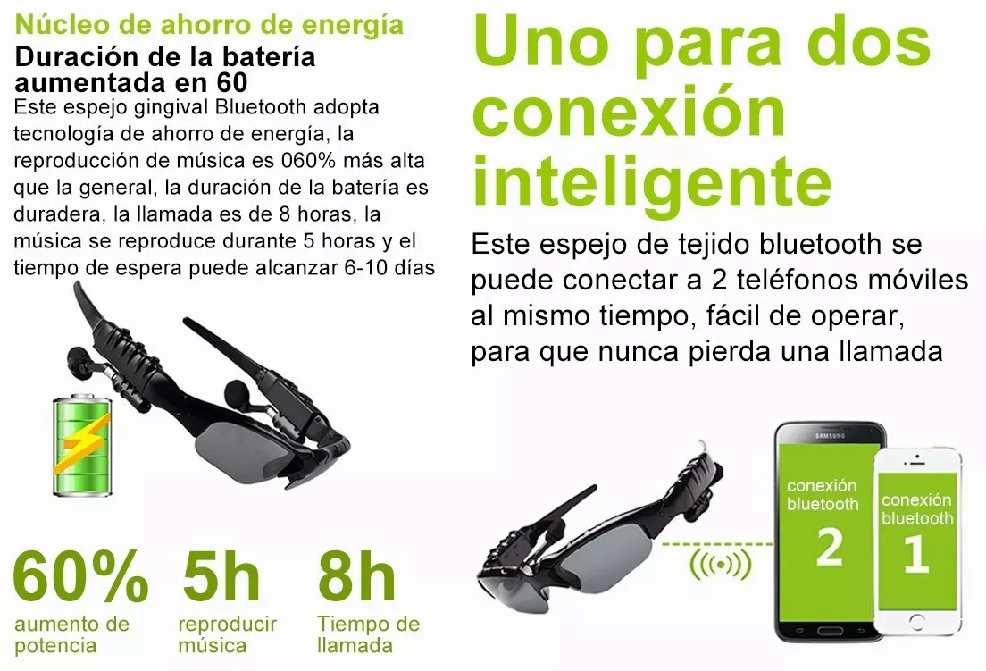 Lentes con Audífonos Bluetooth Manos Libres Inalámbricos