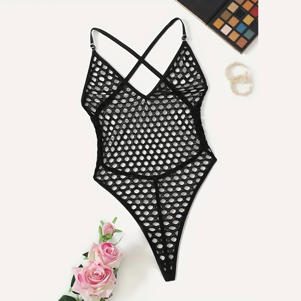 Body de red sin mangas sexy