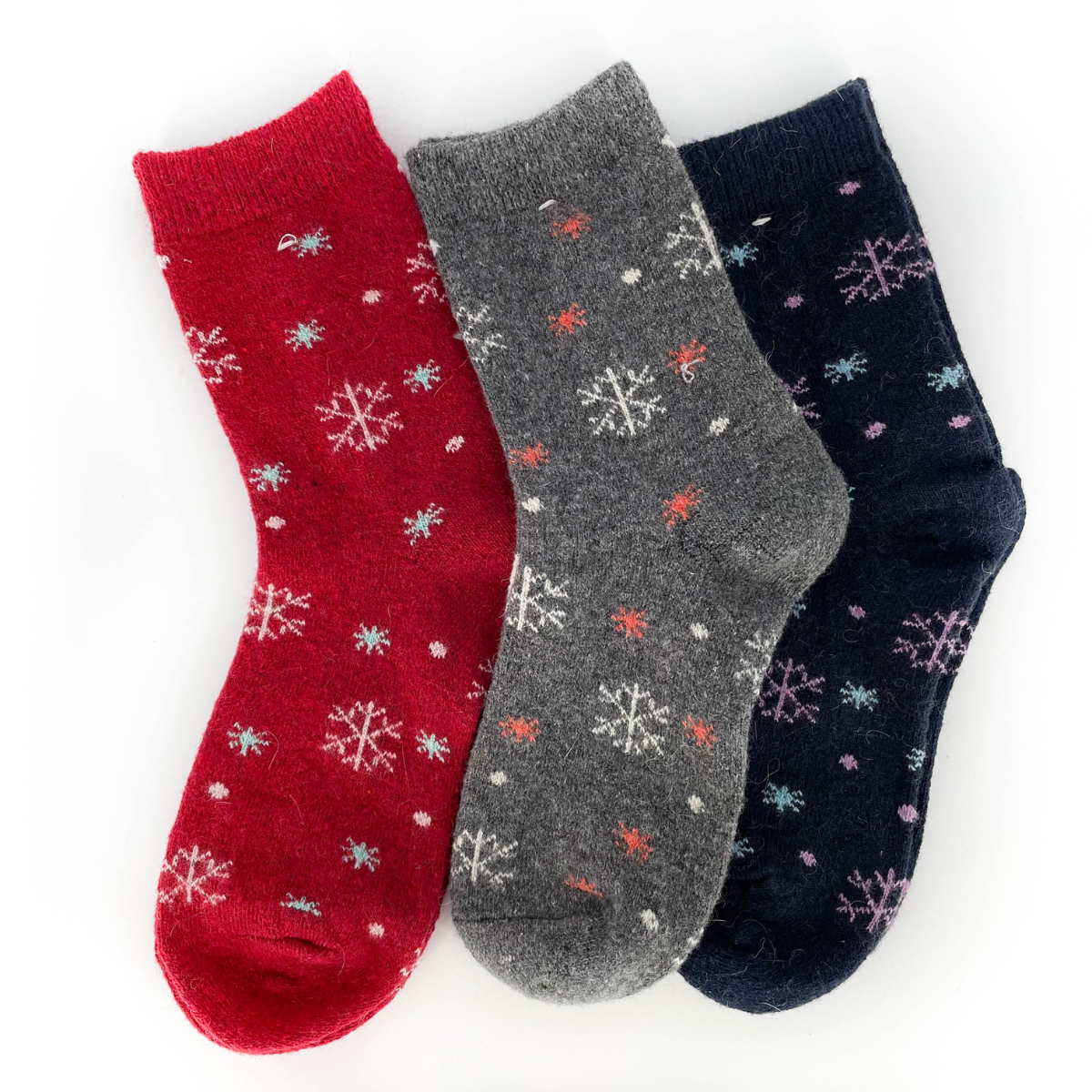 LOQUIERO 3Pack Calcetines Invernales Navideños Rojo, Azul y Gris