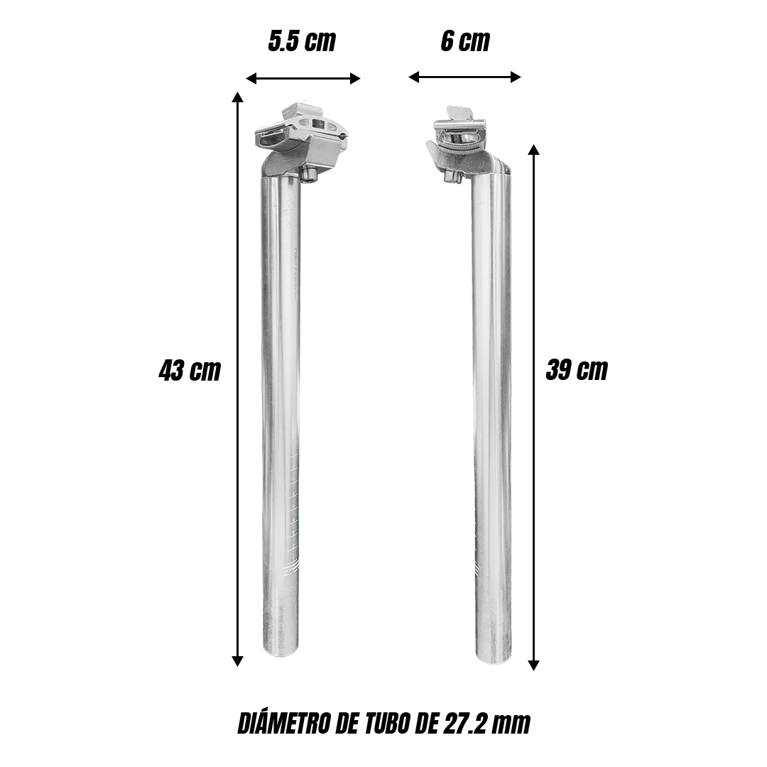 Poste De Asiento Mtb Para Bicicleta Con Broche 27.2x400mm Plateado