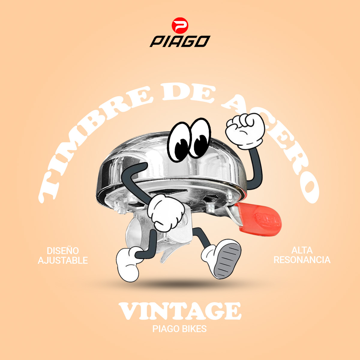 Timbre De Campana Para Bicicleta Ajustable Vintage Din Don.