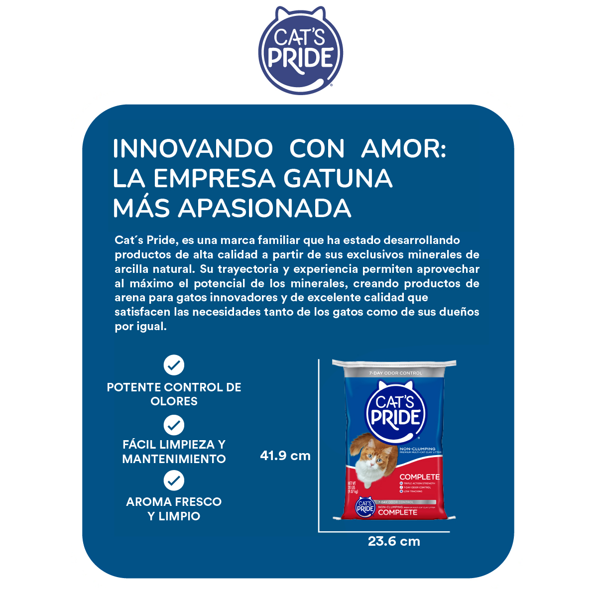 Cat's Pride Arena de arcilla para gatos con Triple acción, Elimina olores de múltiples gatos, 20lb
