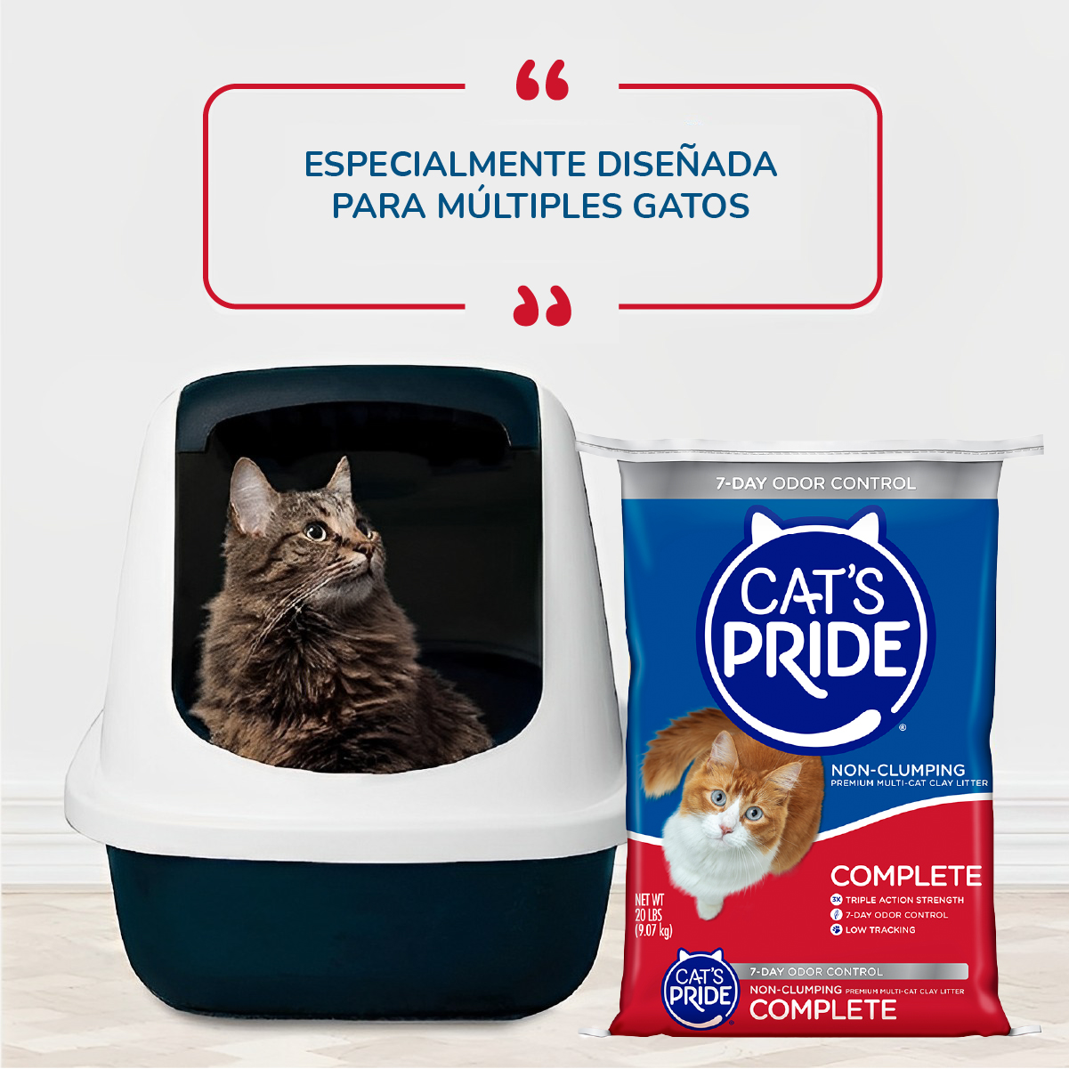 Cat's Pride Arena de arcilla para gatos con Triple acción, Elimina olores de múltiples gatos, 20lb