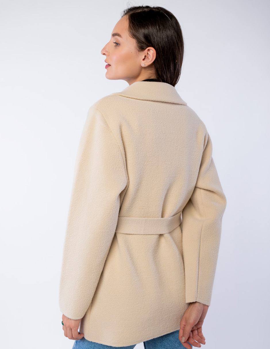 ABRIGO EN TEJIDO DE SUÉTER CON ESCOTE V ABOTONADO CON CINTURÓN PARA MUJER GENERRA 