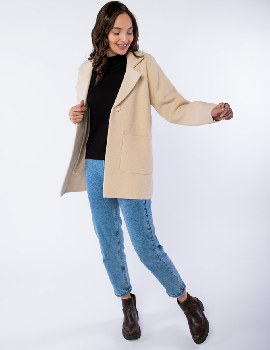 ABRIGO EN TEJIDO DE SUÉTER CON ESCOTE V ABOTONADO CON CINTURÓN PARA MUJER GENERRA 