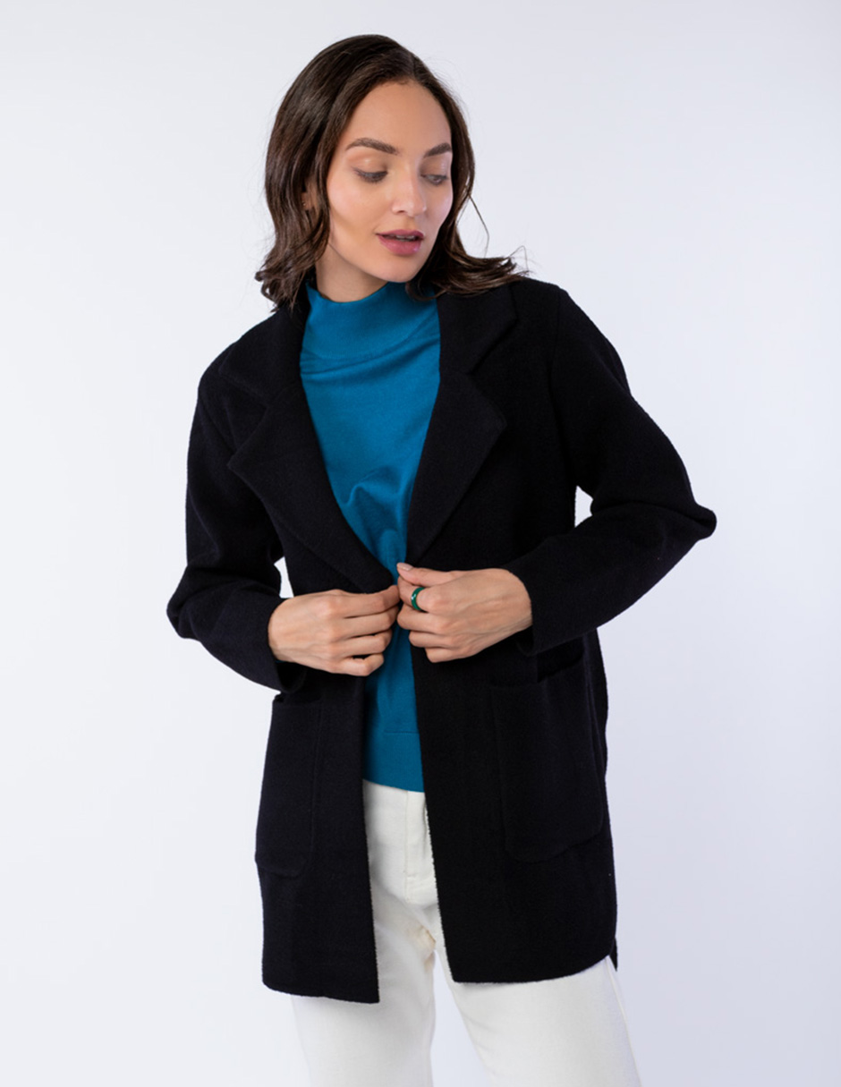 ABRIGO EN TEJIDO DE SUÉTER CON ESCOTE V ABOTONADO CON CINTURÓN PARA MUJER GENERRA 