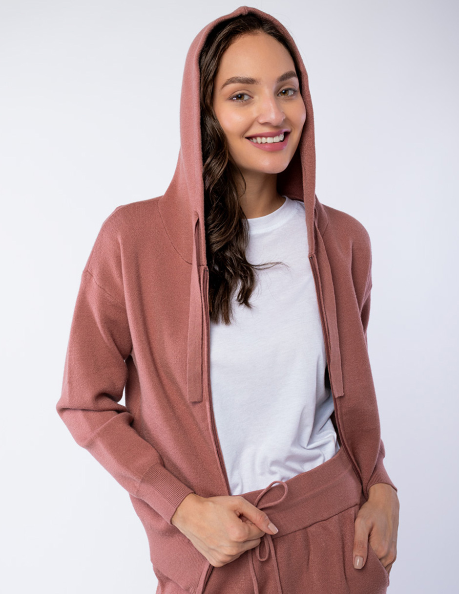 SUDADERA DE SUÉTER ABIERTA CON GORRO PARA MUJER GENERRA