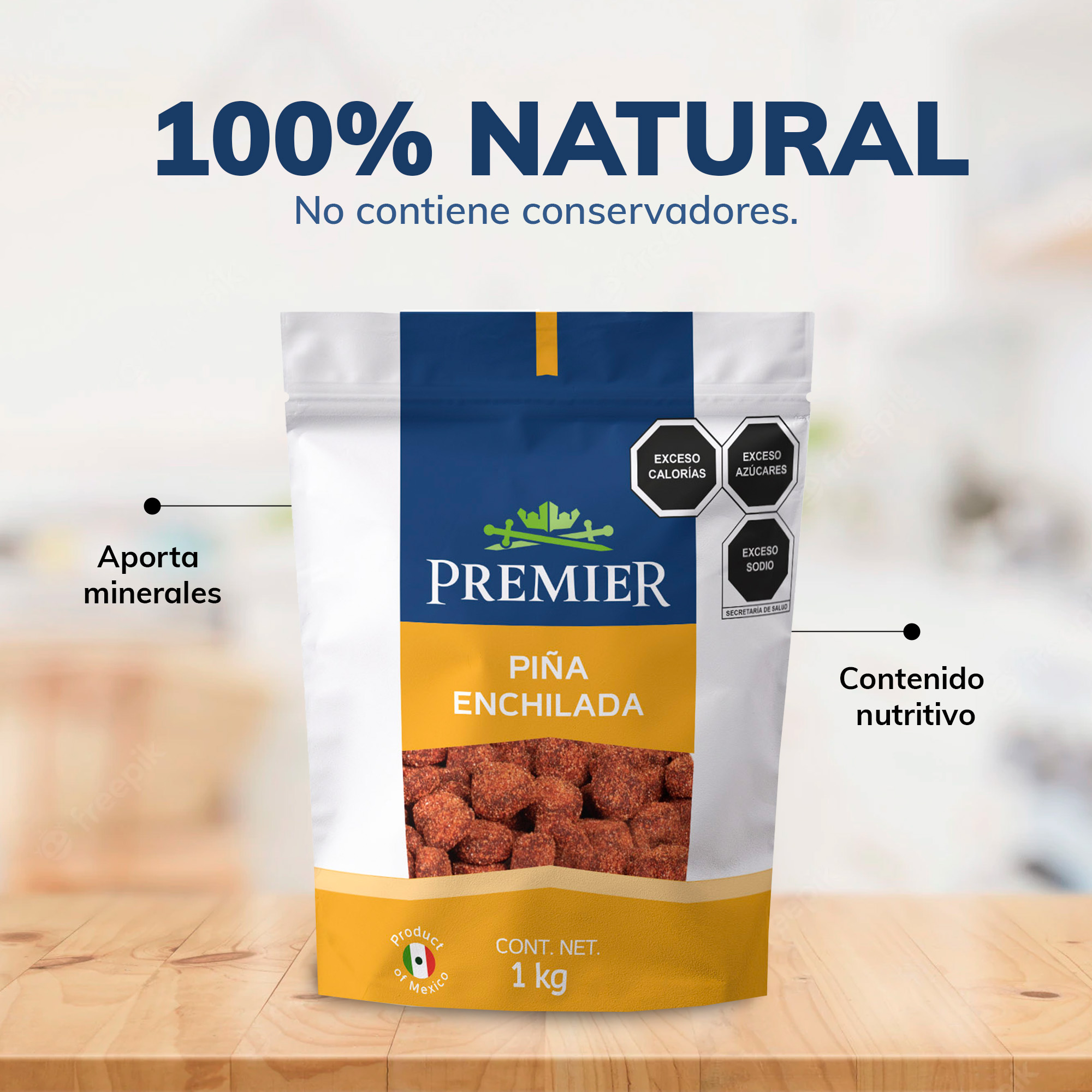 Piña Enchilada - 1kg | 100% Natural | Snacks Saludables