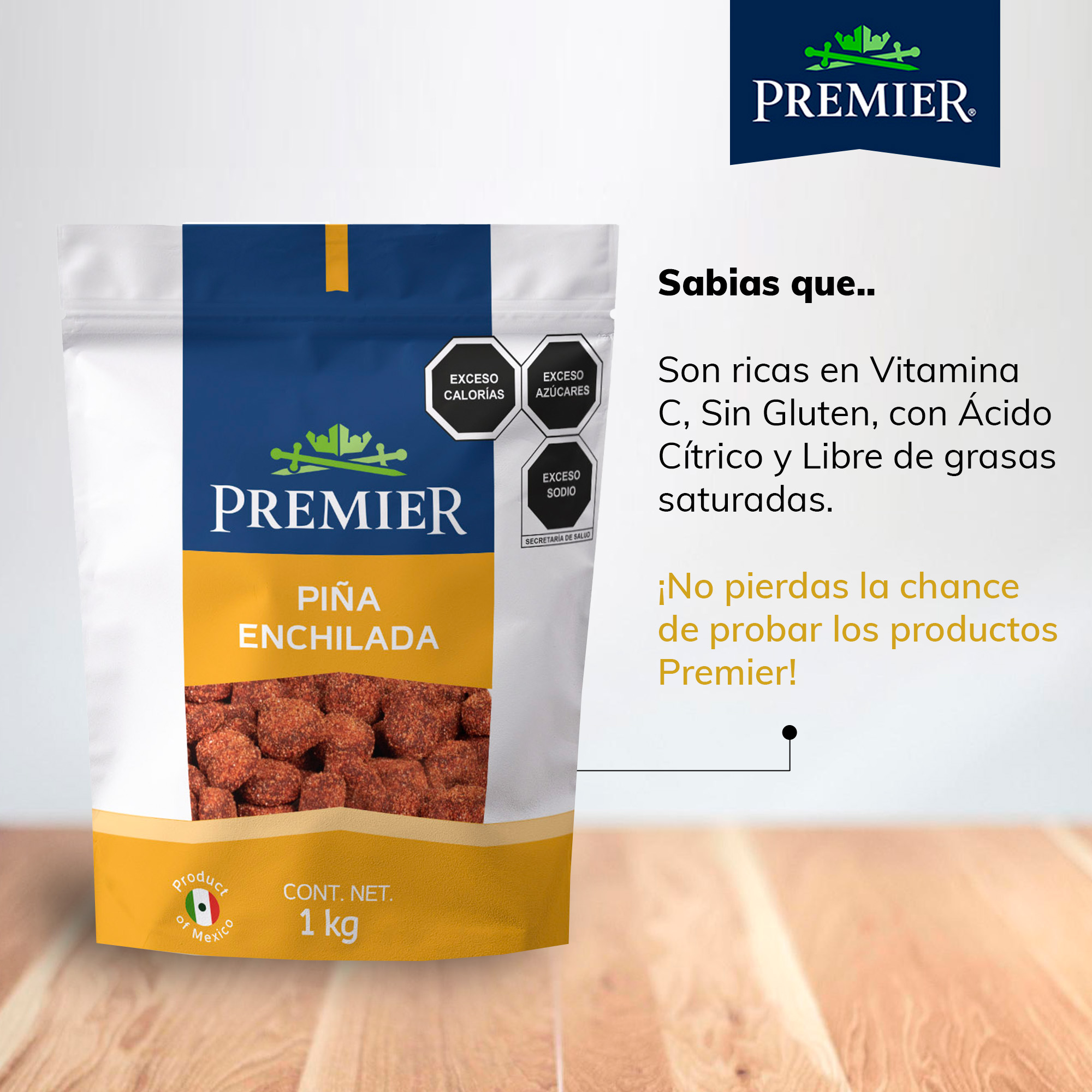 Piña Enchilada - 1kg | 100% Natural | Snacks Saludables