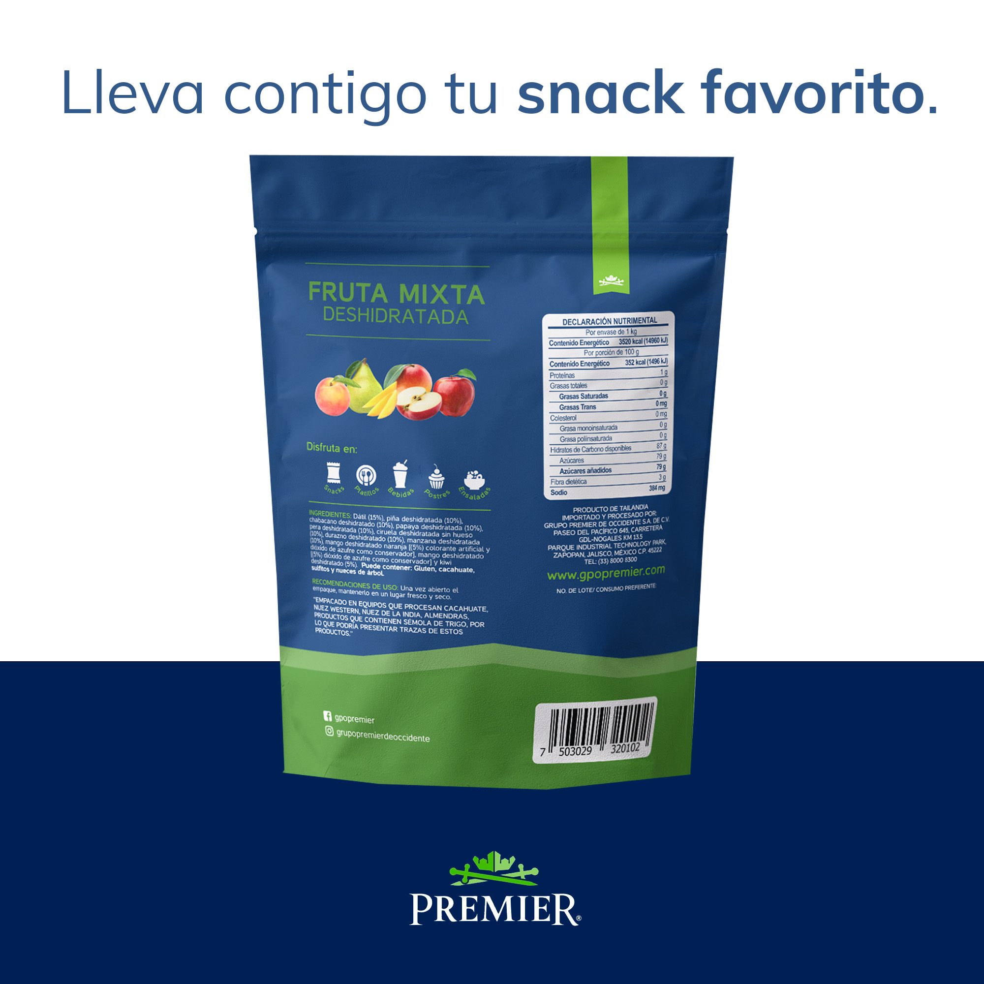 Fruta Deshidratada Mixta - 1kg | 100% Natural