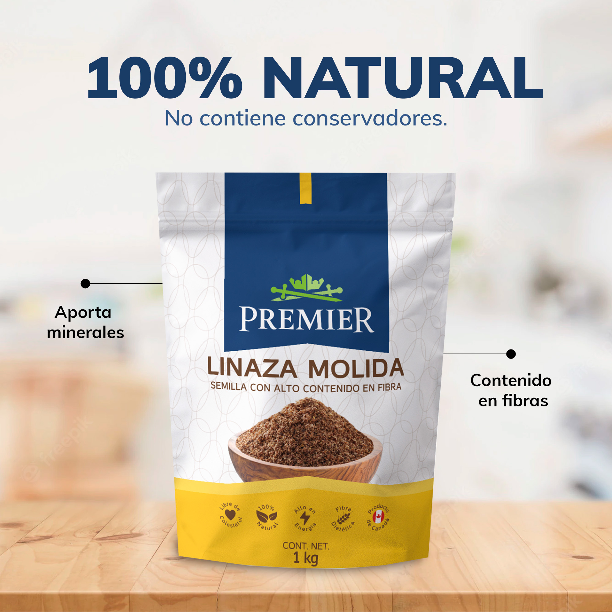 Linaza Canadiense Molida 100% Natural 1Kg