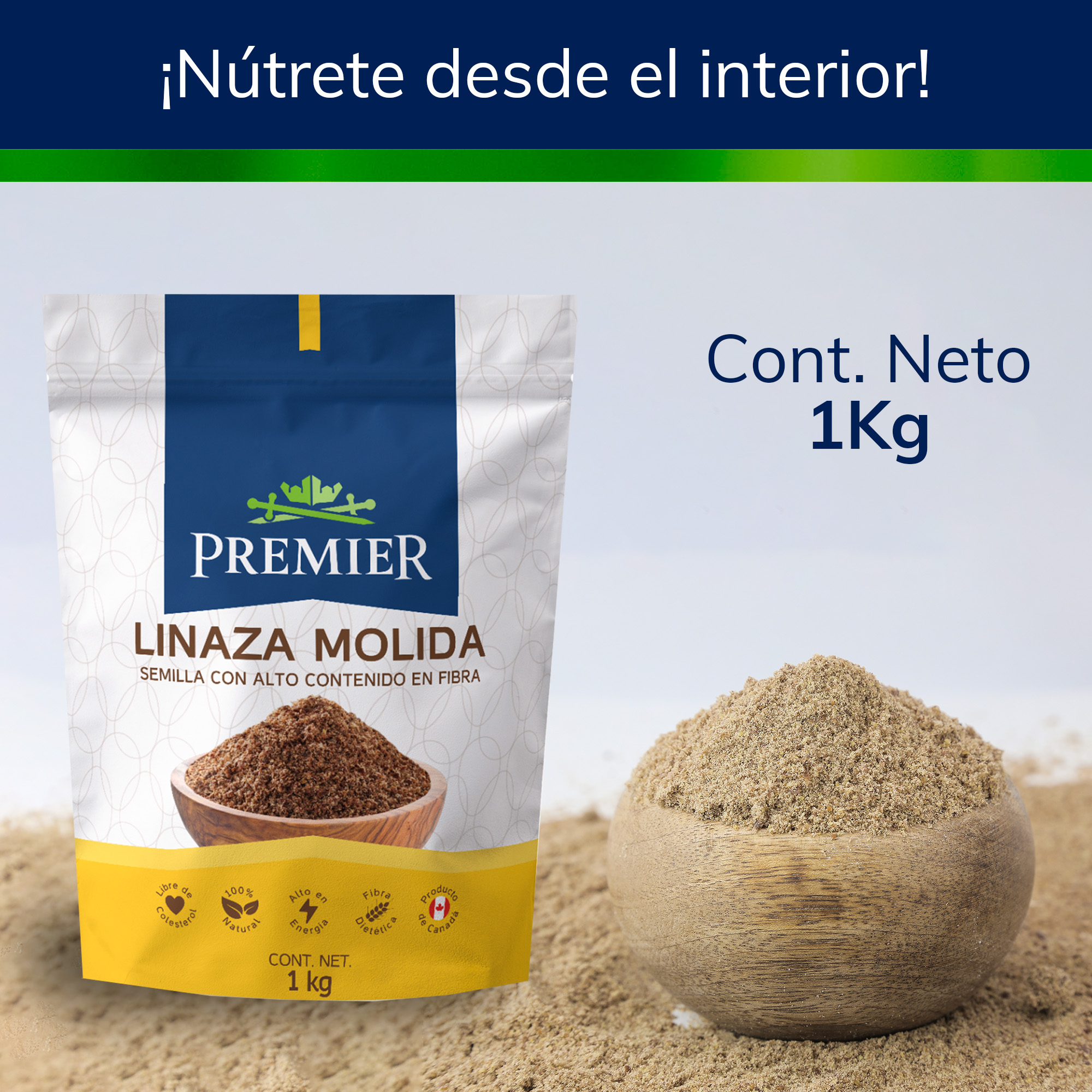 Linaza Canadiense Molida 100% Natural 1Kg