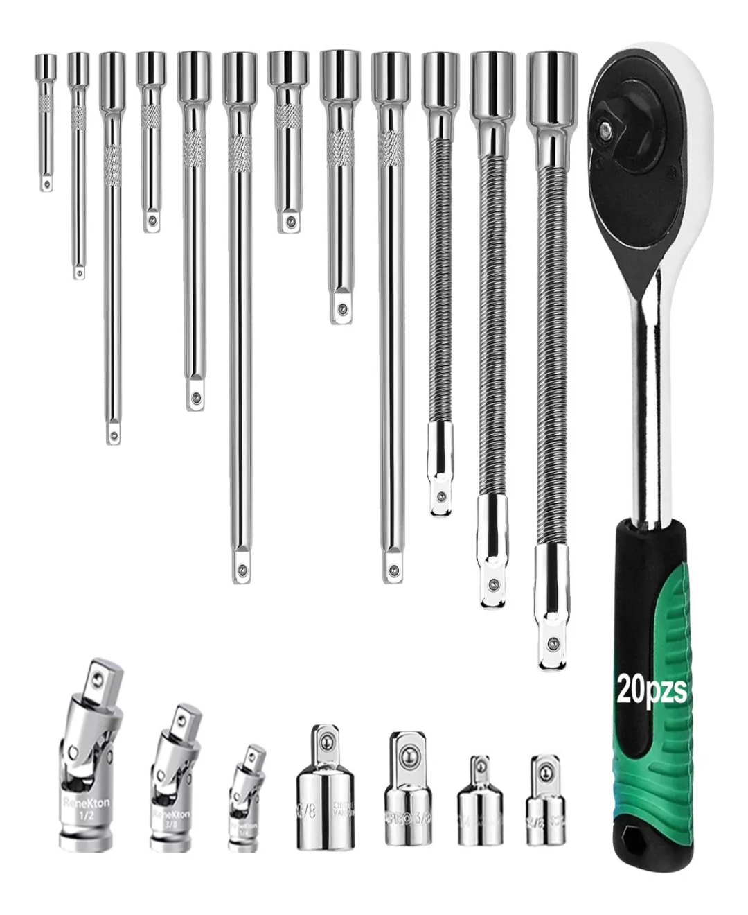 Juego De Llaves De Tubo Con Llave Carraca Y Extensión 20pzs