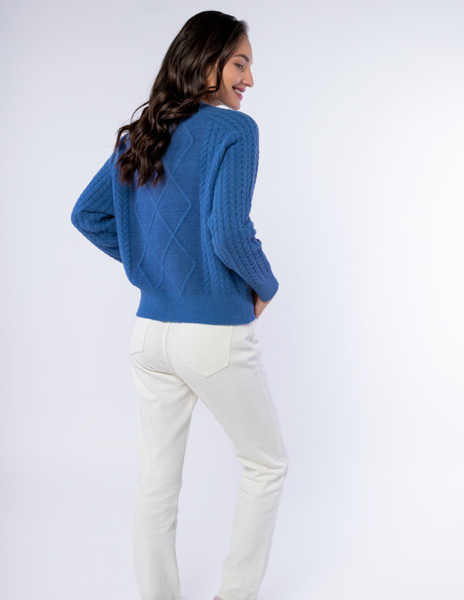 SUÉTER AFELPADO CON TEJIDO TRENZADO PARA MUJER GENERRA