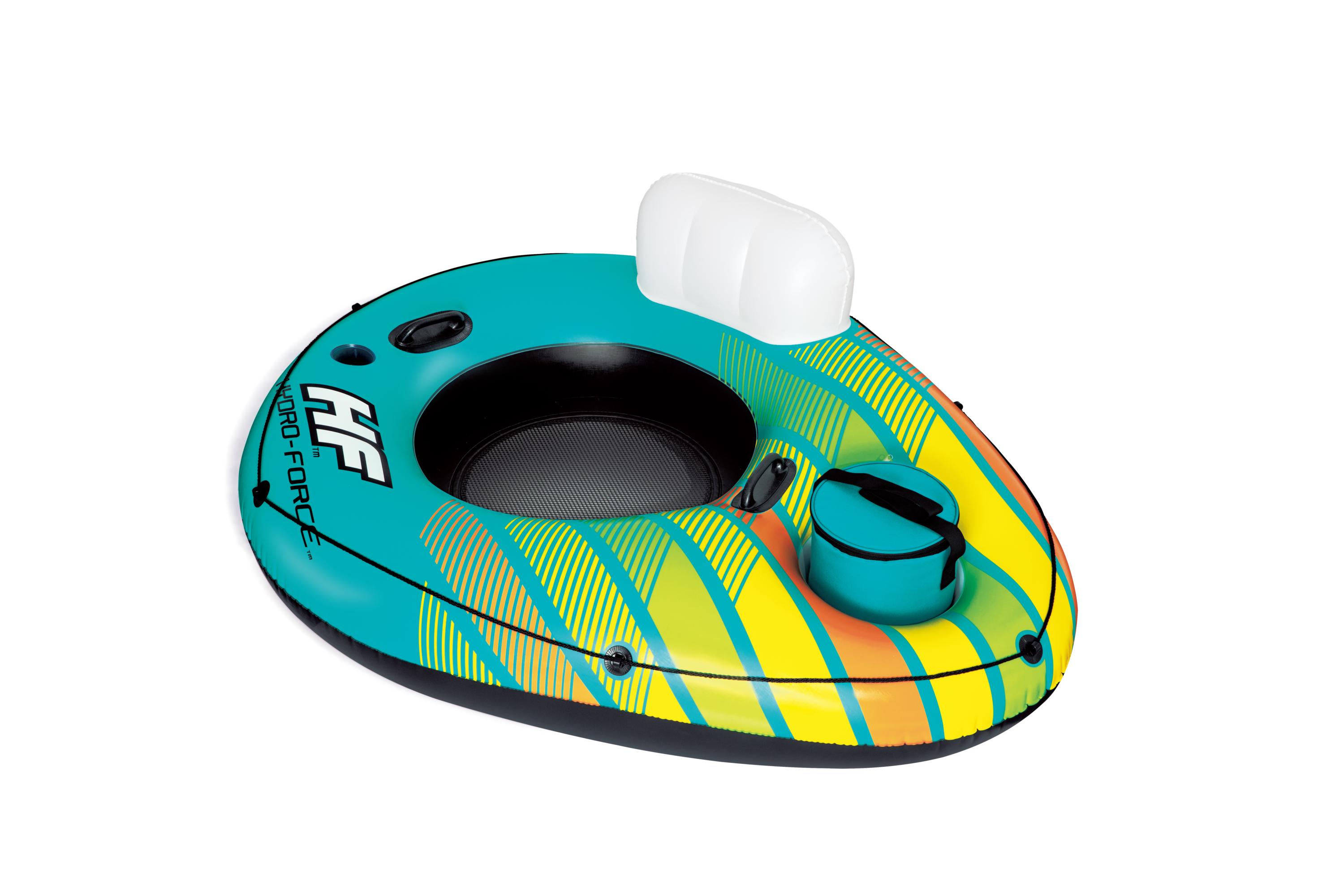 Salvavidas Circular con Agarraderas y porta hielera1.69 metros x 1.37 metros verde con amarillo caja (1)