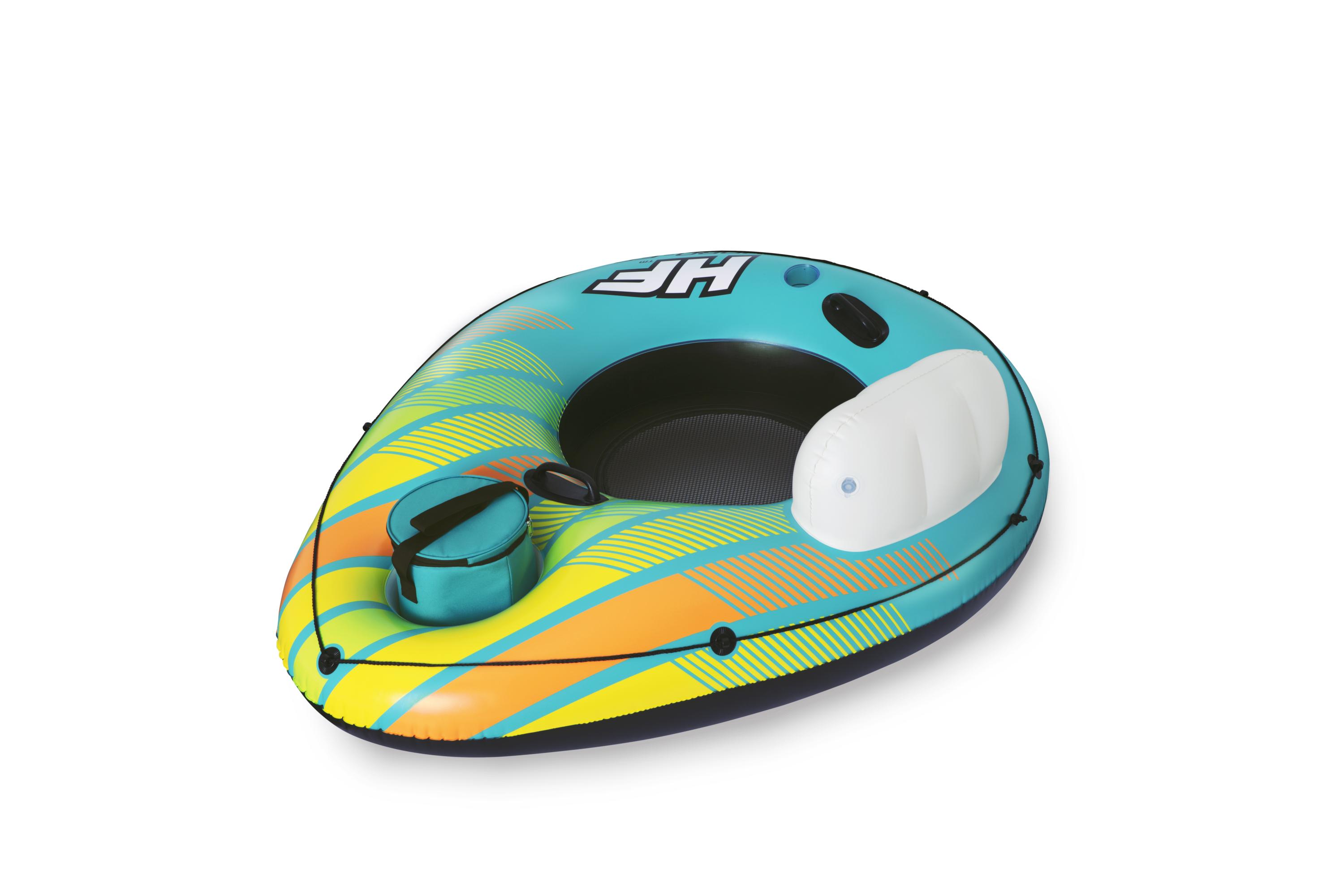 Salvavidas Circular con Agarraderas y porta hielera1.69 metros x 1.37 metros verde con amarillo caja (1)