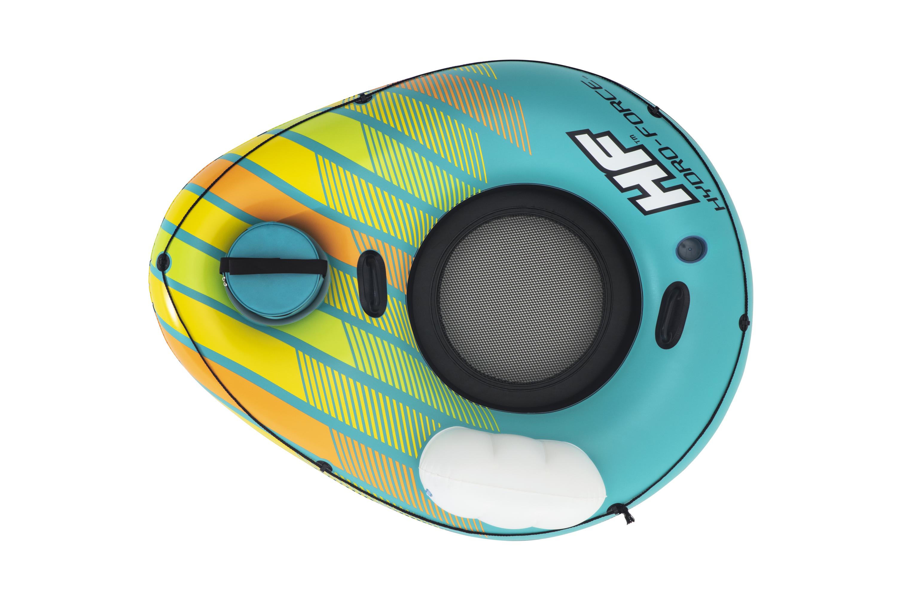 Salvavidas Circular con Agarraderas y porta hielera1.69 metros x 1.37 metros verde con amarillo caja (1)