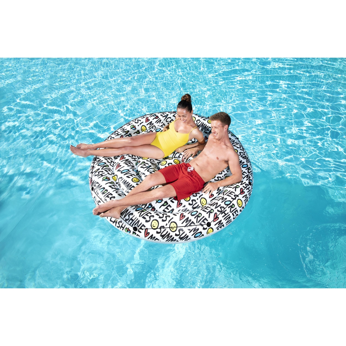 Cama inflable circular decorada citas de verano 1 modelo. 1.88 metros (6.2 pulgadas) caja (1)