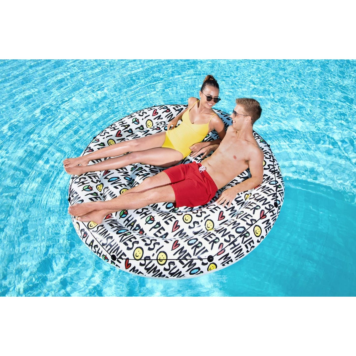 Cama inflable circular decorada citas de verano 1 modelo. 1.88 metros (6.2 pulgadas) caja (1)