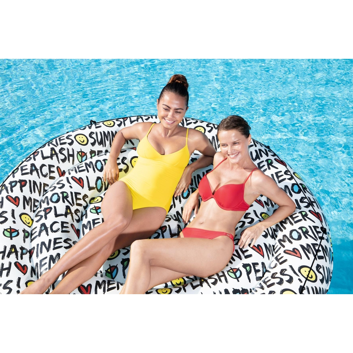 Cama inflable circular decorada citas de verano 1 modelo. 1.88 metros (6.2 pulgadas) caja (1)