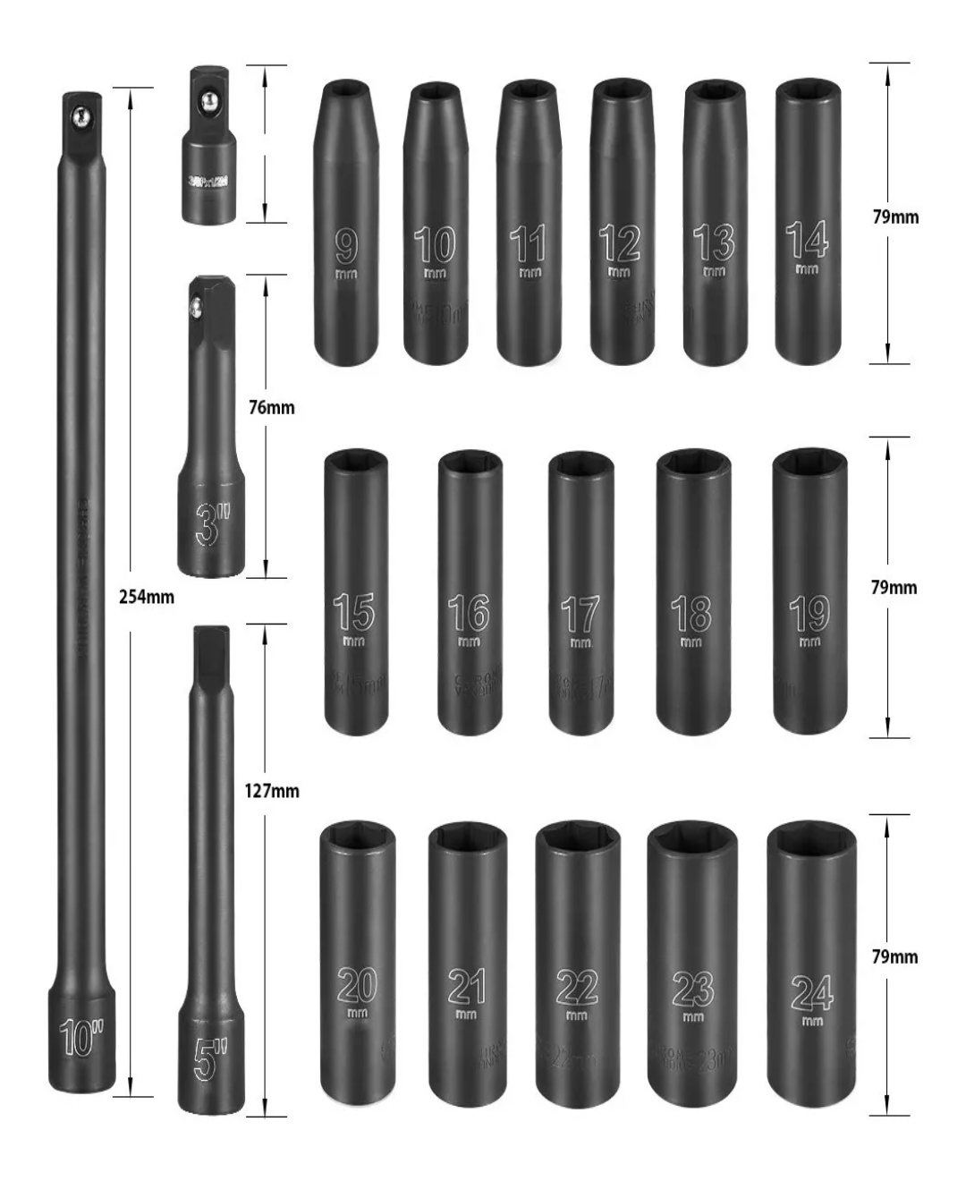 Juego De Herramientas Llave Vaso Kit De Mecanicas 20 Pzs 1/2.