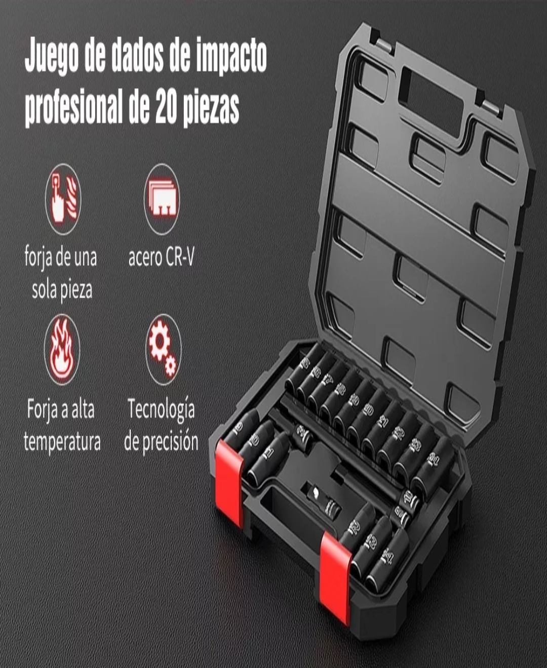 Juego De Herramientas Llave Vaso Kit De Mecanicas 20 Pzs 1/2.