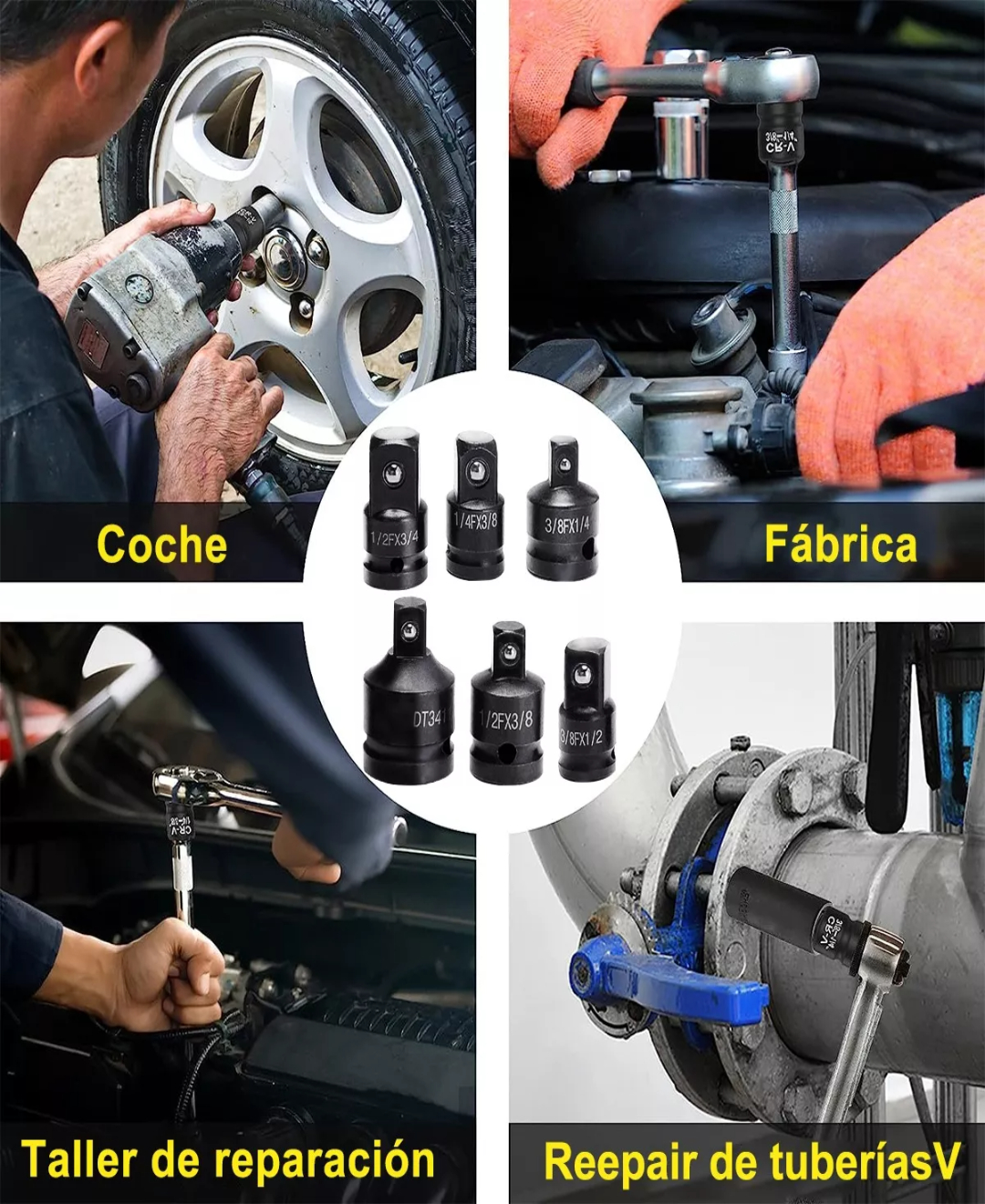 Juego Adaptadores Para Dados Y Llaves De Impacto 6 Pz