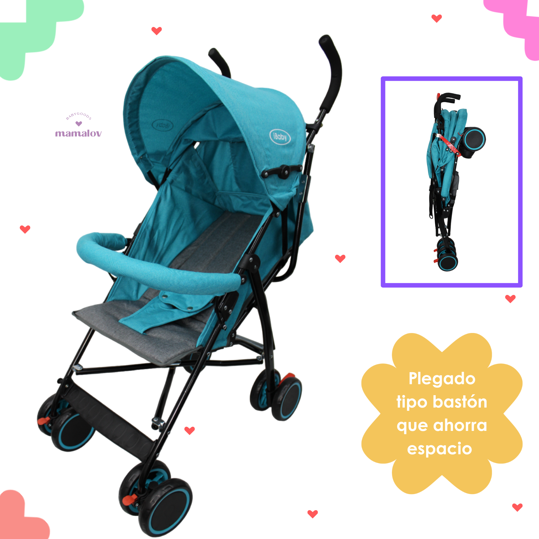 Carriola De Bastón Plegable Para Bebé Lucé Ibaby - Azul.