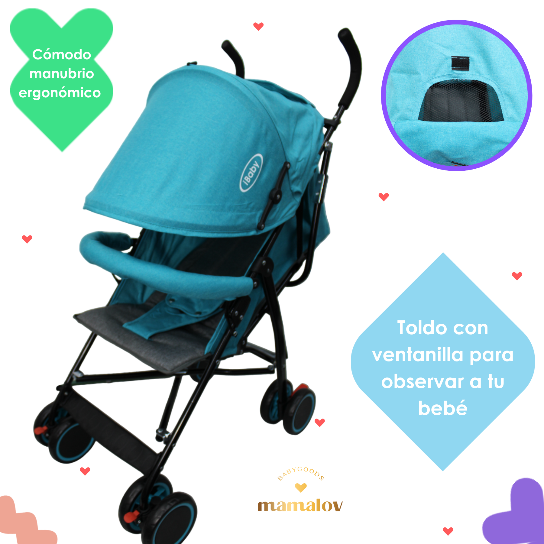 Carriola De Bastón Plegable Para Bebé Lucé Ibaby - Azul.