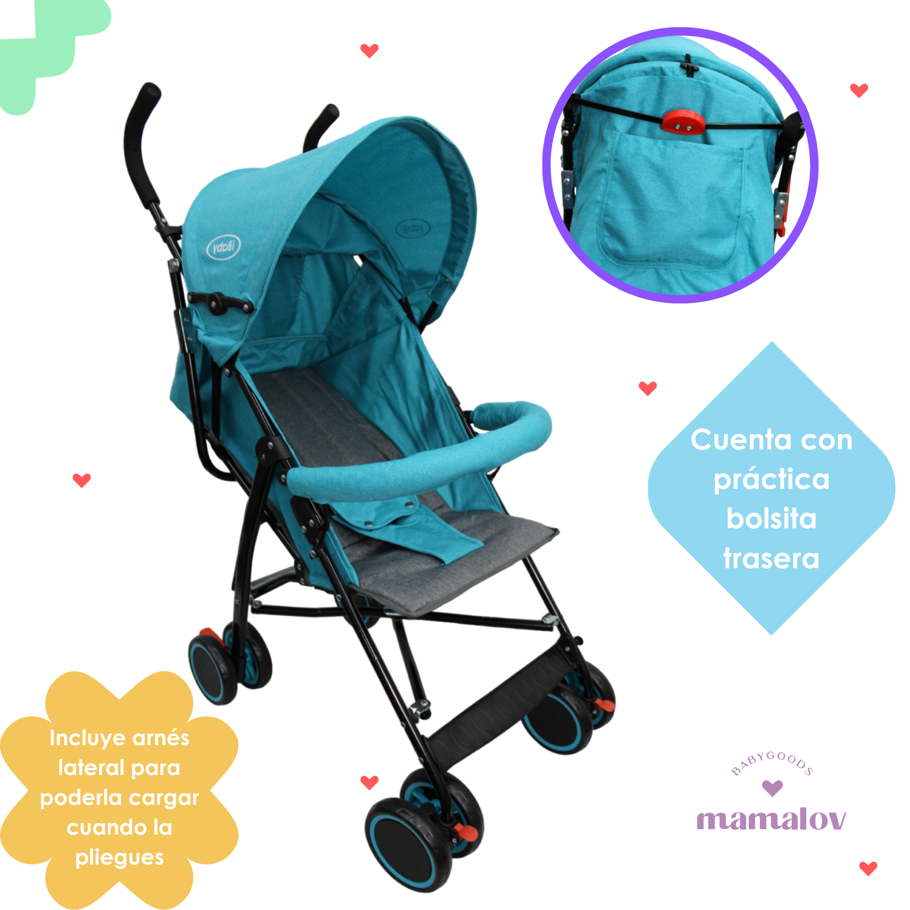 Carriola De Bastón Plegable Para Bebé Lucé Ibaby - Azul.