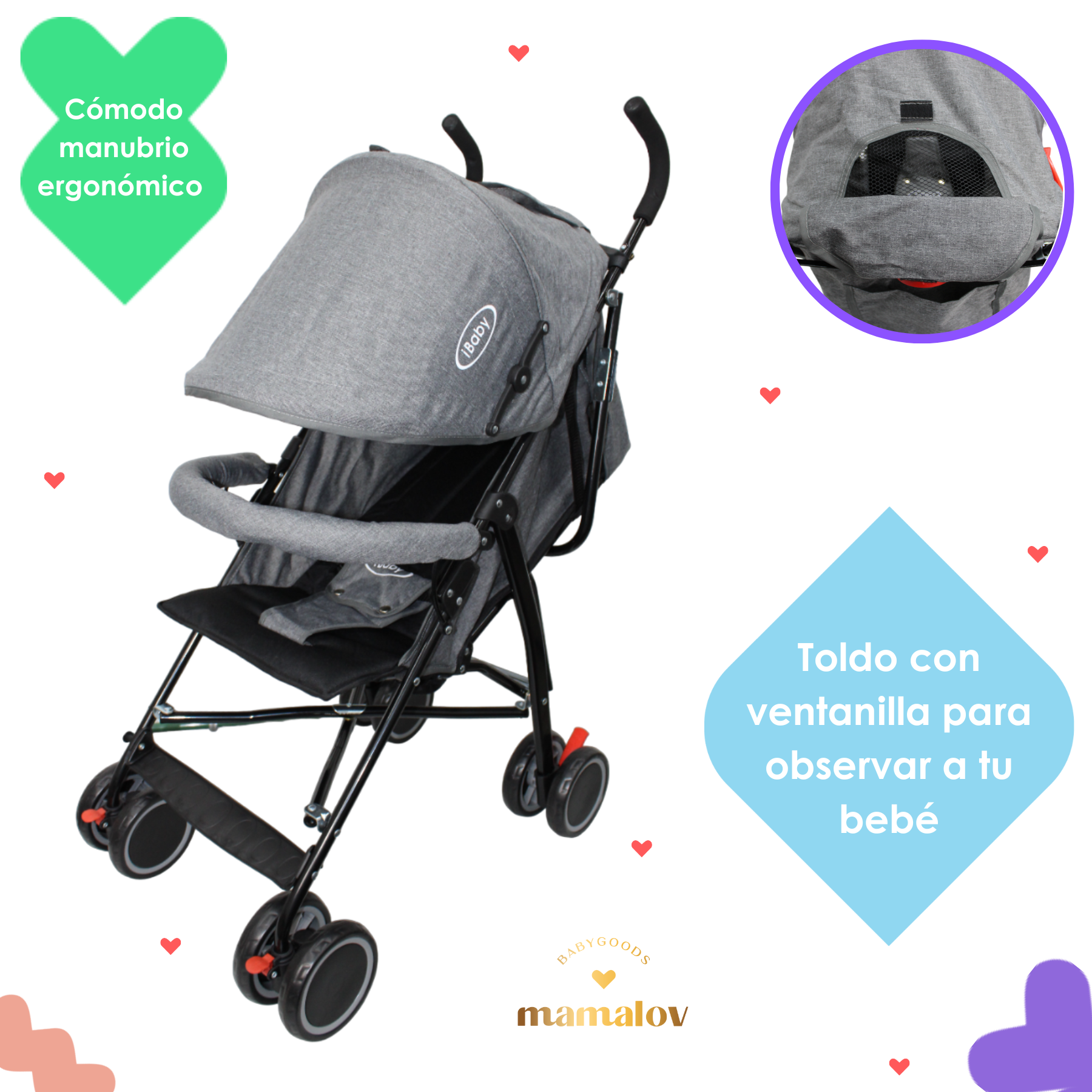 Carriola De Bastón Plegable Para Bebé Lucé Ibaby - Gris