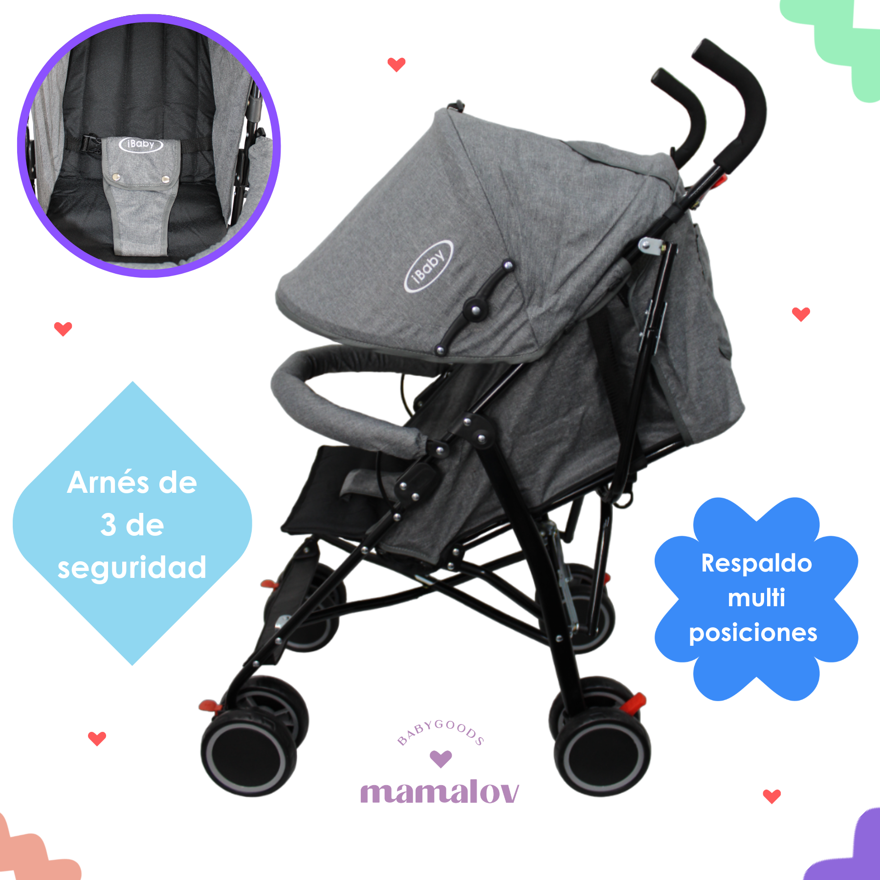 Carriola De Bastón Plegable Para Bebé Lucé Ibaby - Gris